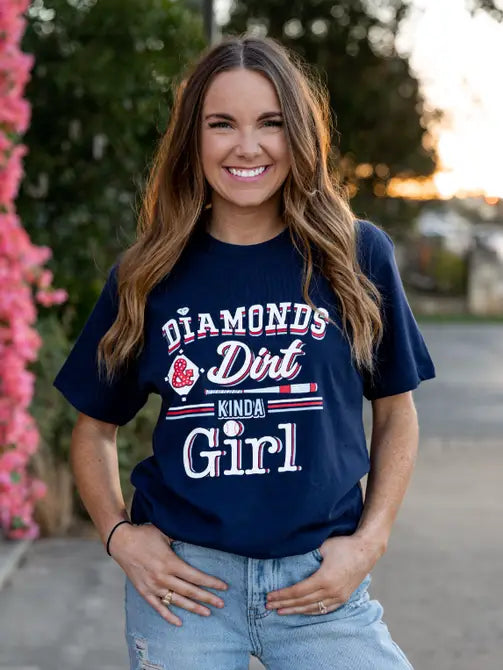 K&C - Diamonds & Dirt Kinda Girl (Athletic Navy) - Short Sleeve / Crew