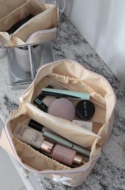 Cosmetic Bag - CUSTOM - Hold All Makeup Bag (Tan / Lavender)