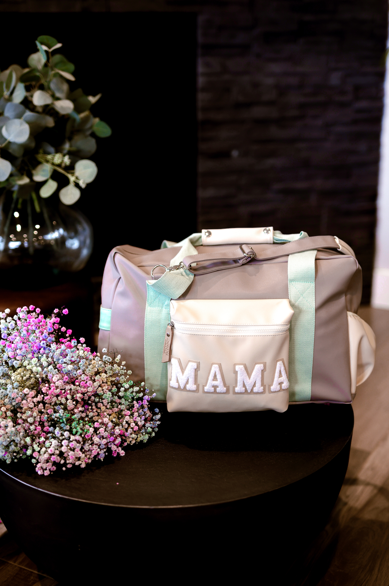 Duffle Bag MAMA - NALA Color Block (Grey/Pistachio/Cream
