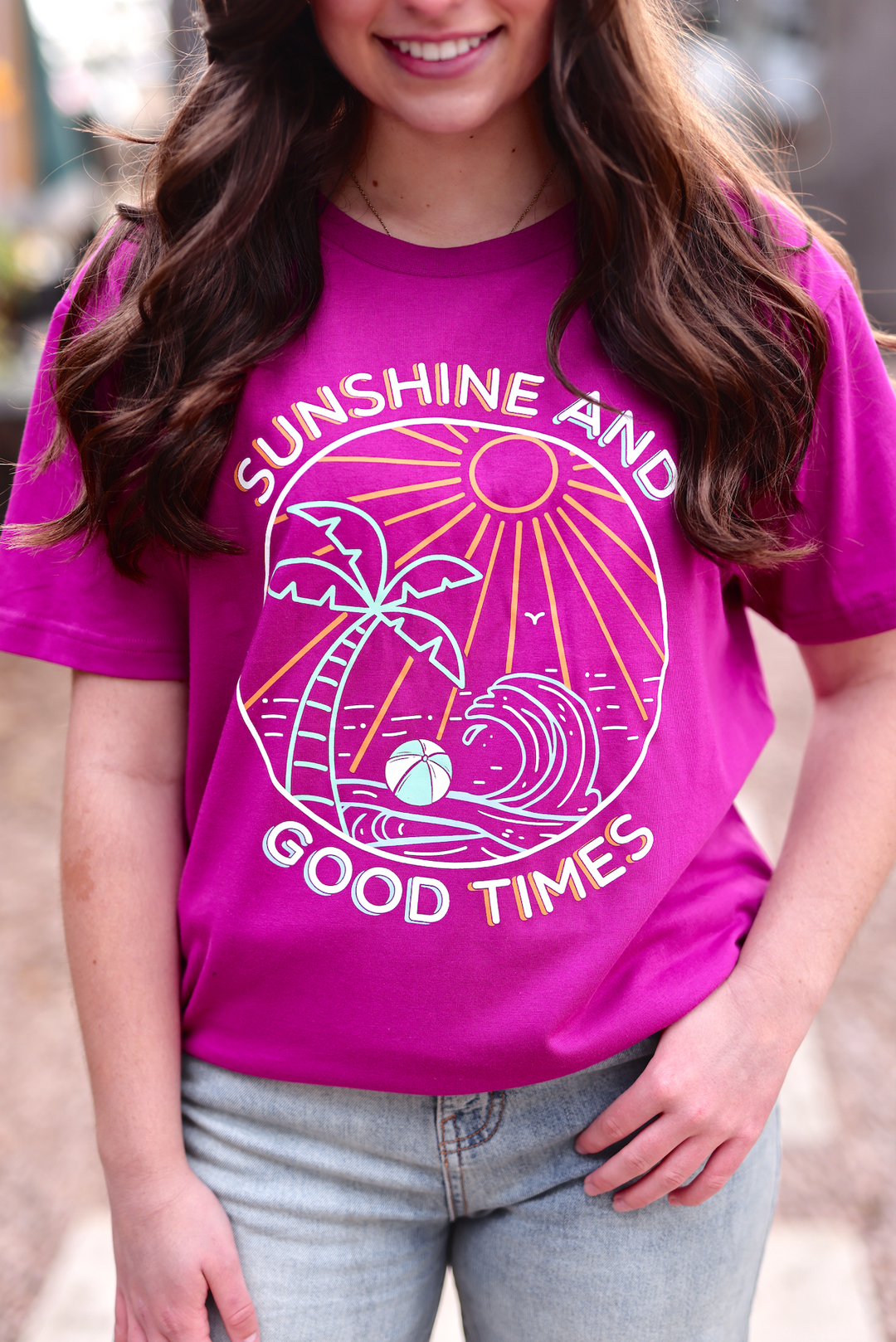 K&C - Sunshine And Good Times (Berry) - Short Sleeve/Crew