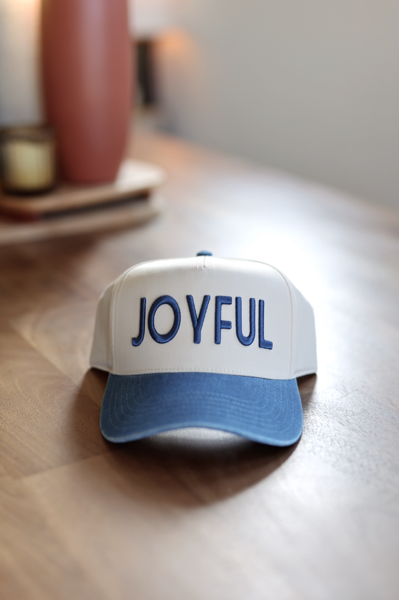 Trucker Hat - JOYFUL 3D Embroidery (Natural/Denim) – Jadelynn Brooke®