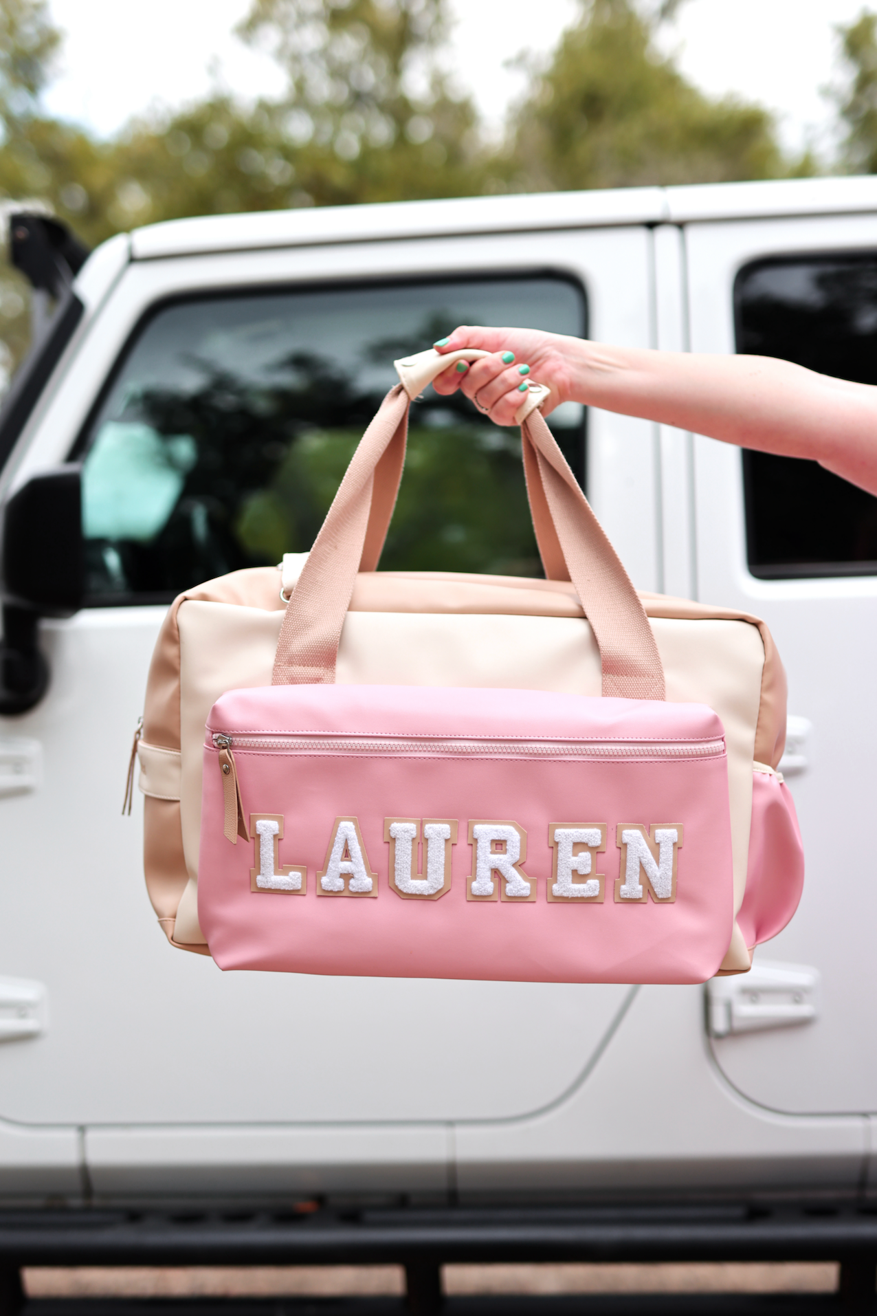 Custom Duffle Bag - The Hampton Color Block (Blush/Latte/Cream