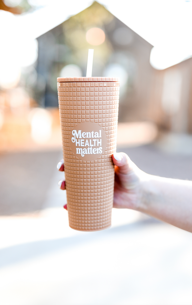 Textured Tumbler (Taupe) - Mental Health Matters