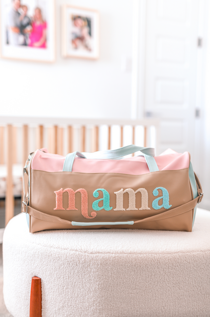 Wifey READY TO SHIP Mama Travel Overnight Chenille patch Duffle bag
