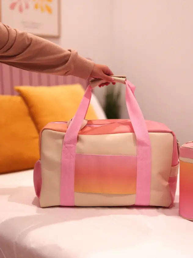 Duffle Bag - Sunset Color Block Gradient WITHOUT customization  (Cream/Pink/Coral/Orange/Yellow)