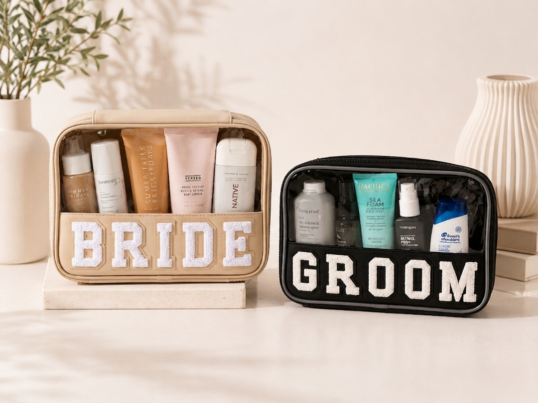 Bride (Cream/Tan) Oversized Cosmetic Bag