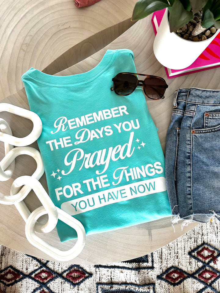 Remember You Prayed (Seafoam Heather) - Short Sleeve / V-neck