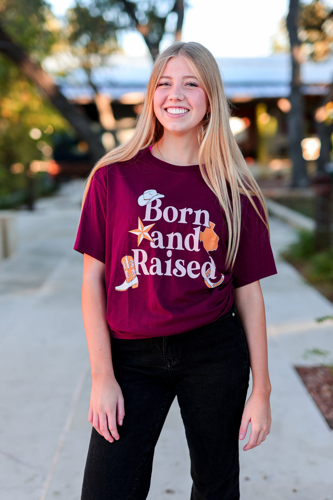 Born And Raised - (Maroon Heather) Short Sleeve/Crew