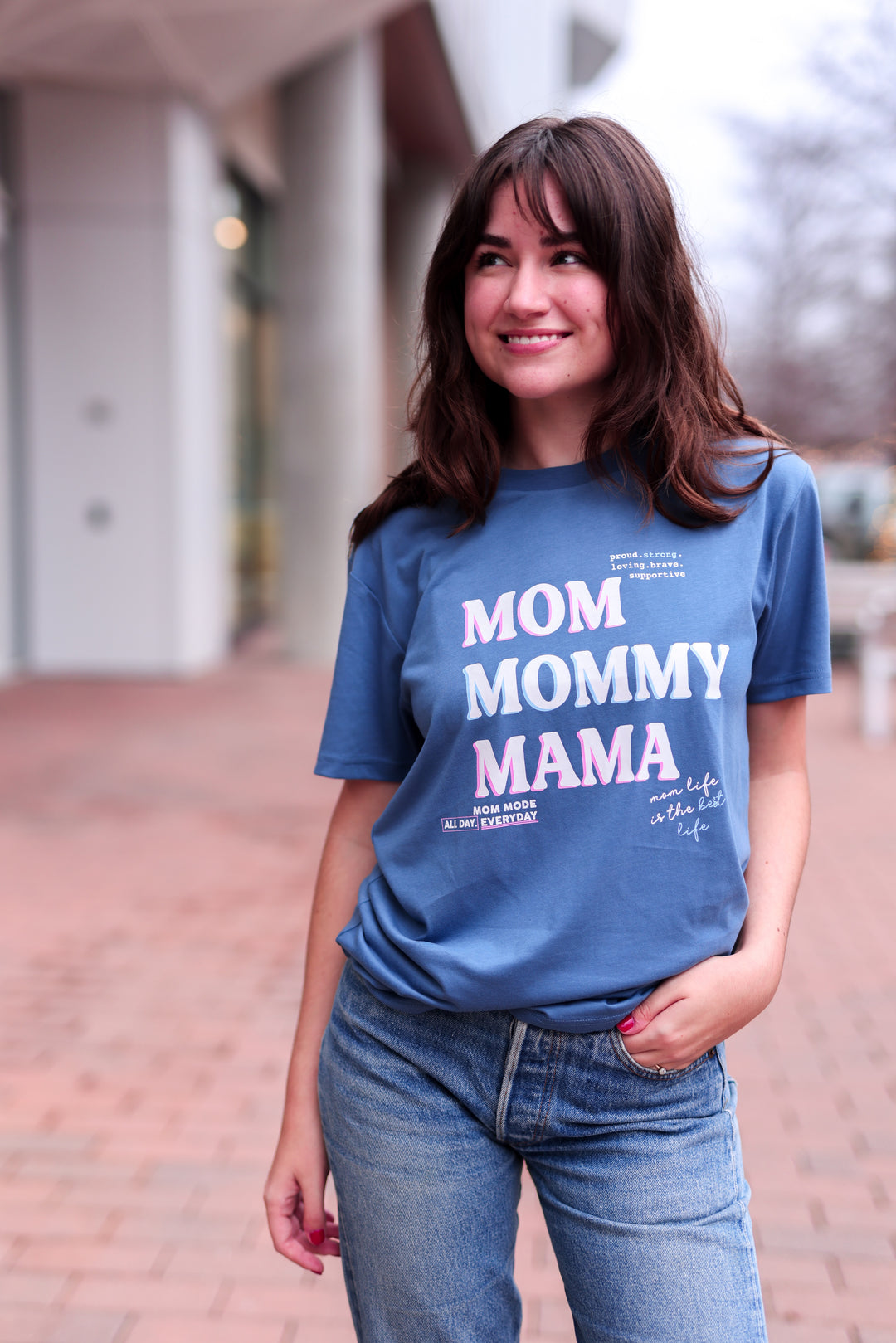 Mom, Mommy, Mama (Indigo) - Short Sleeve/Crew