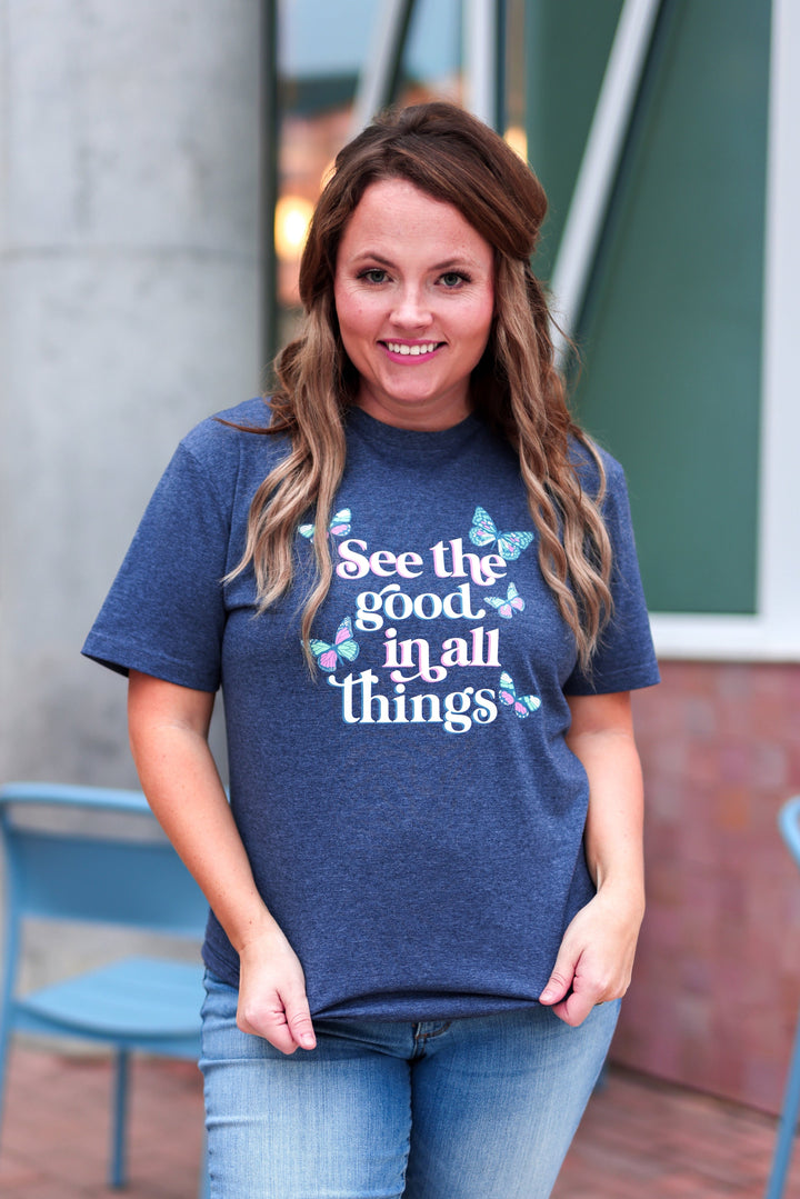 See The Good (Heather Navy) - Short Sleeve/Crew
