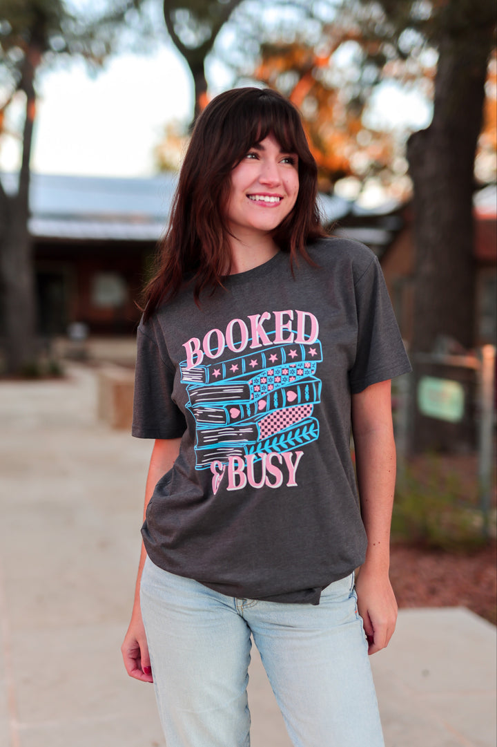 K&C Booked & Busy - (Grey) S/S Crew