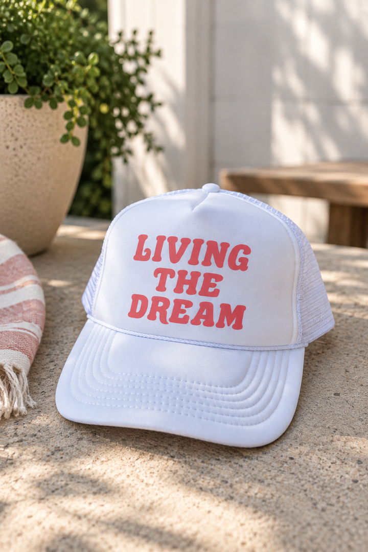 Living The Dream Trucker Hat (White)