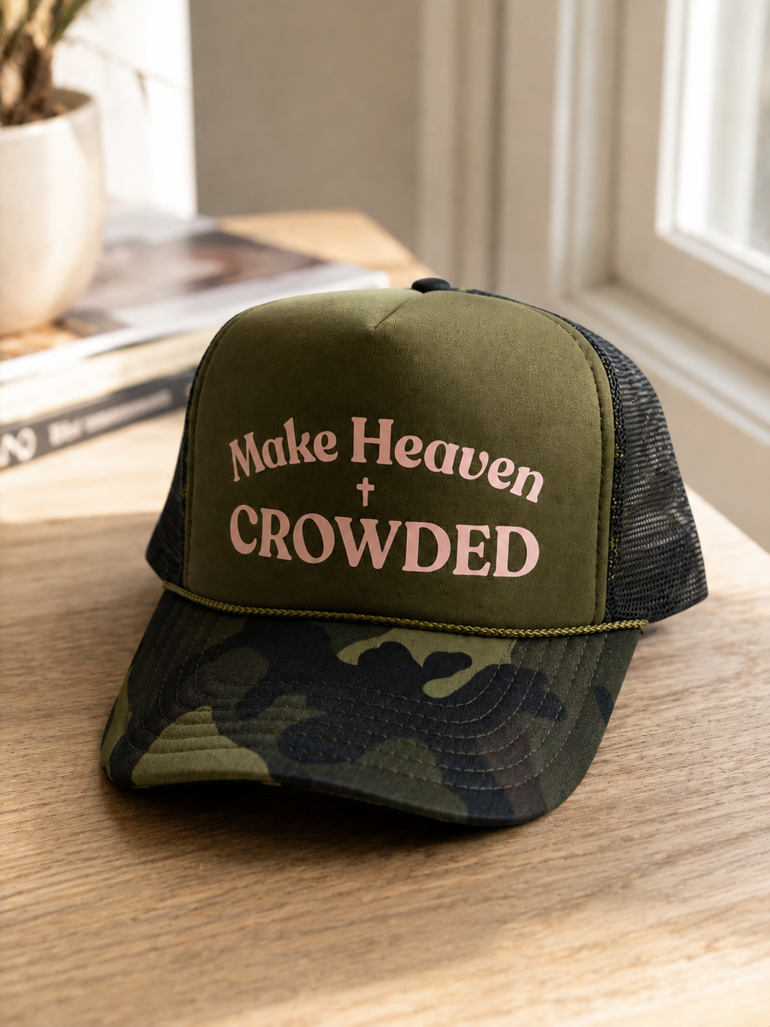 Make Heaven Crowded Trucker Hat (Camo)