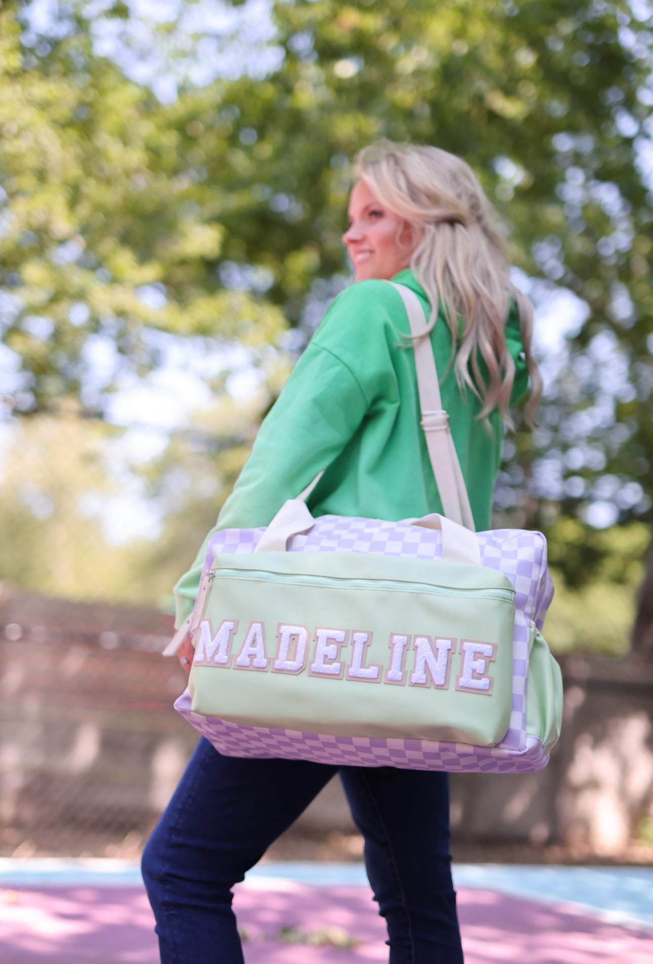 Custom Duffle Bag - Daydream Checkered (Lime/Lilac/Cream