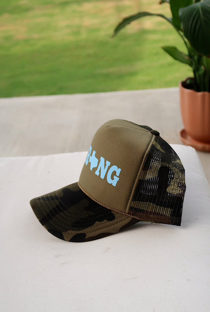 Trucker Hat - Texas Strong (Camo/Blue)