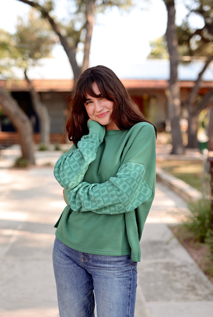 Day Off French Terry Pullover - Holiday Tree (Green)