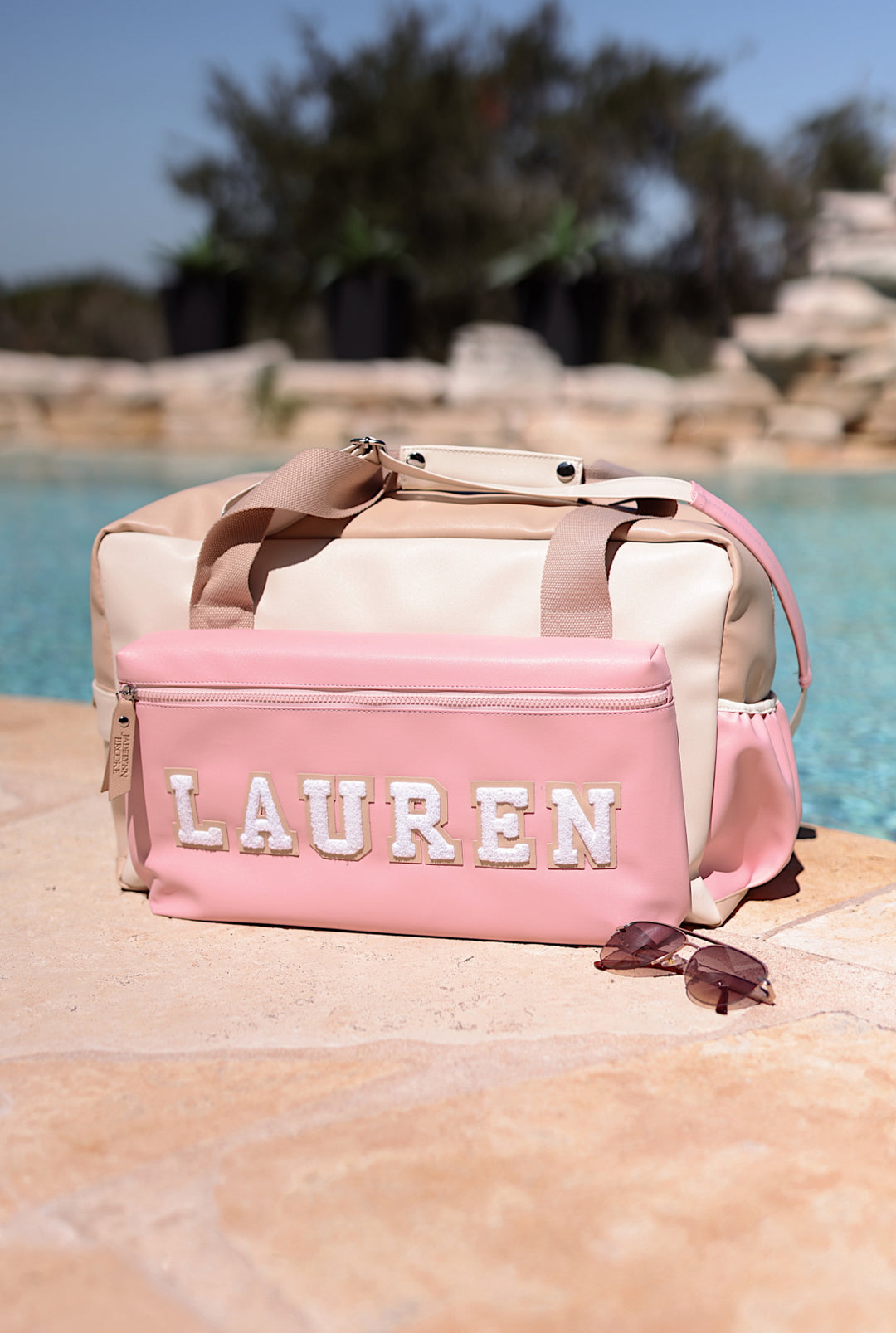 Custom Duffle Bag - The Hampton Color Block (Blush/Latte/Cream)