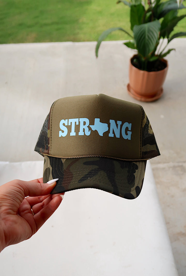 Trucker Hat - Texas Strong (Camo/Blue)