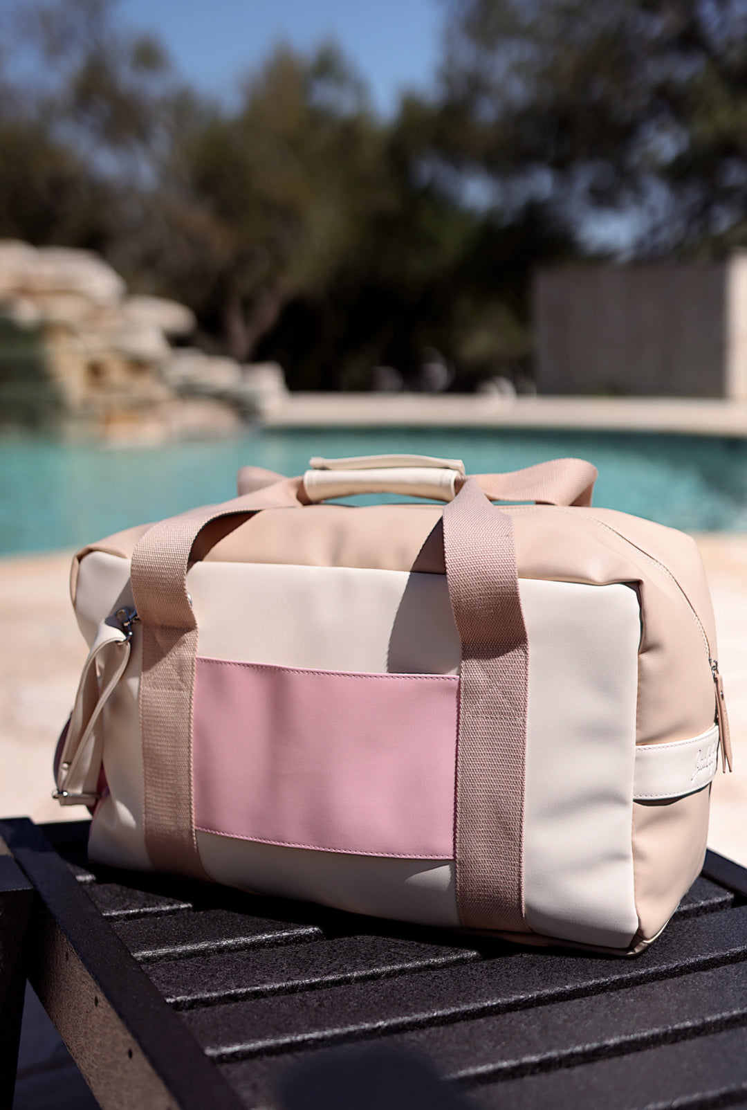 Custom Duffle Bag - The Hampton Color Block (Blush/Latte/Cream)