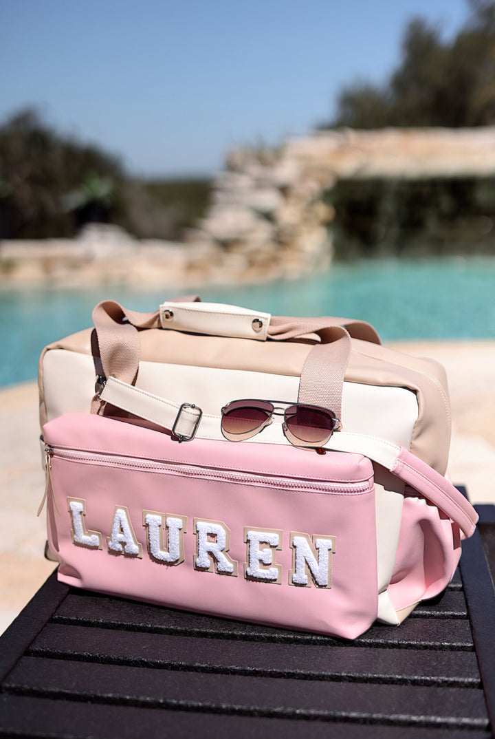 Custom Duffle Bag - The Hampton Color Block (Blush/Latte/Cream)