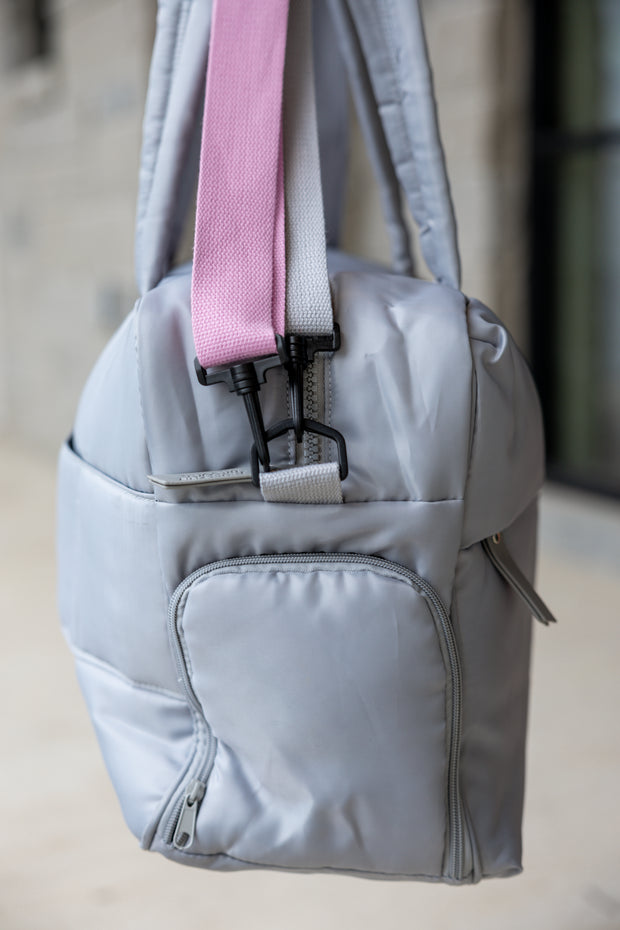 Puffer Quilted Duffle - Grey/Pink