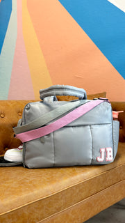 Custom: Puffer Quilted Duffle - Grey/Pink