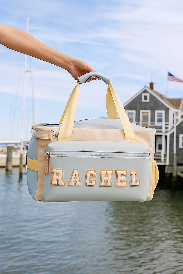 Custom Duffle Bag - The Nantucket Color Block (Ivory/Seaside Blue/Sunny Yellow)