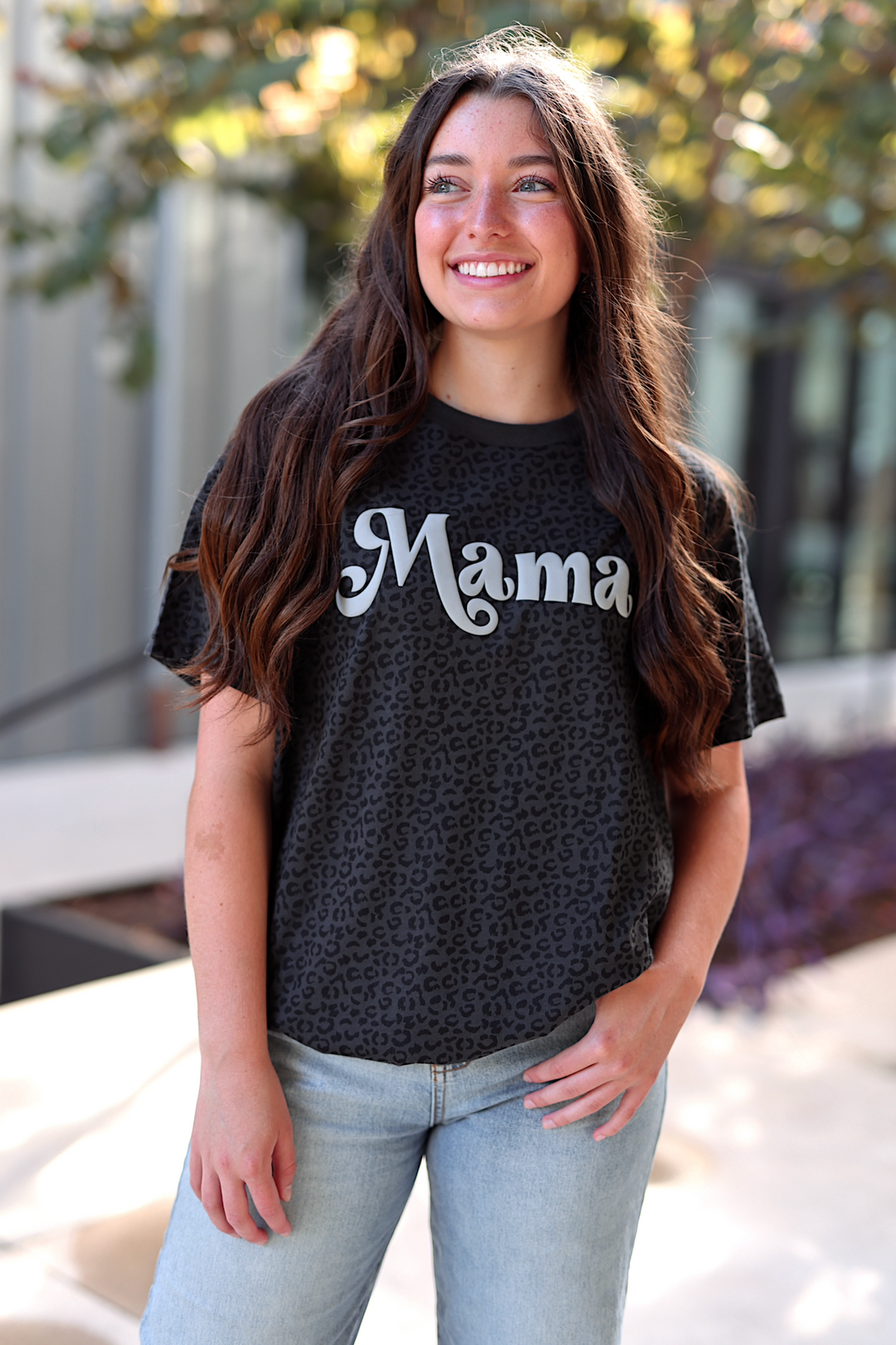 Mama - (Midnight Cheetah) Short Sleeve/Crew