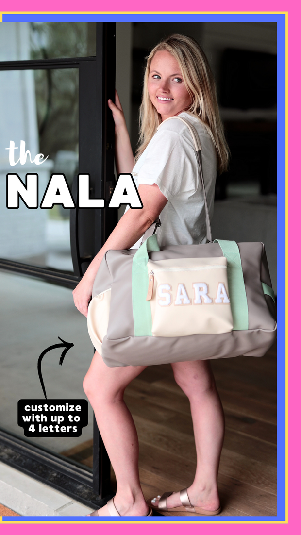 Custom Duffle Bag NALA Color Block (Grey/Pistachio/Cream) Jadelynn Brooke®