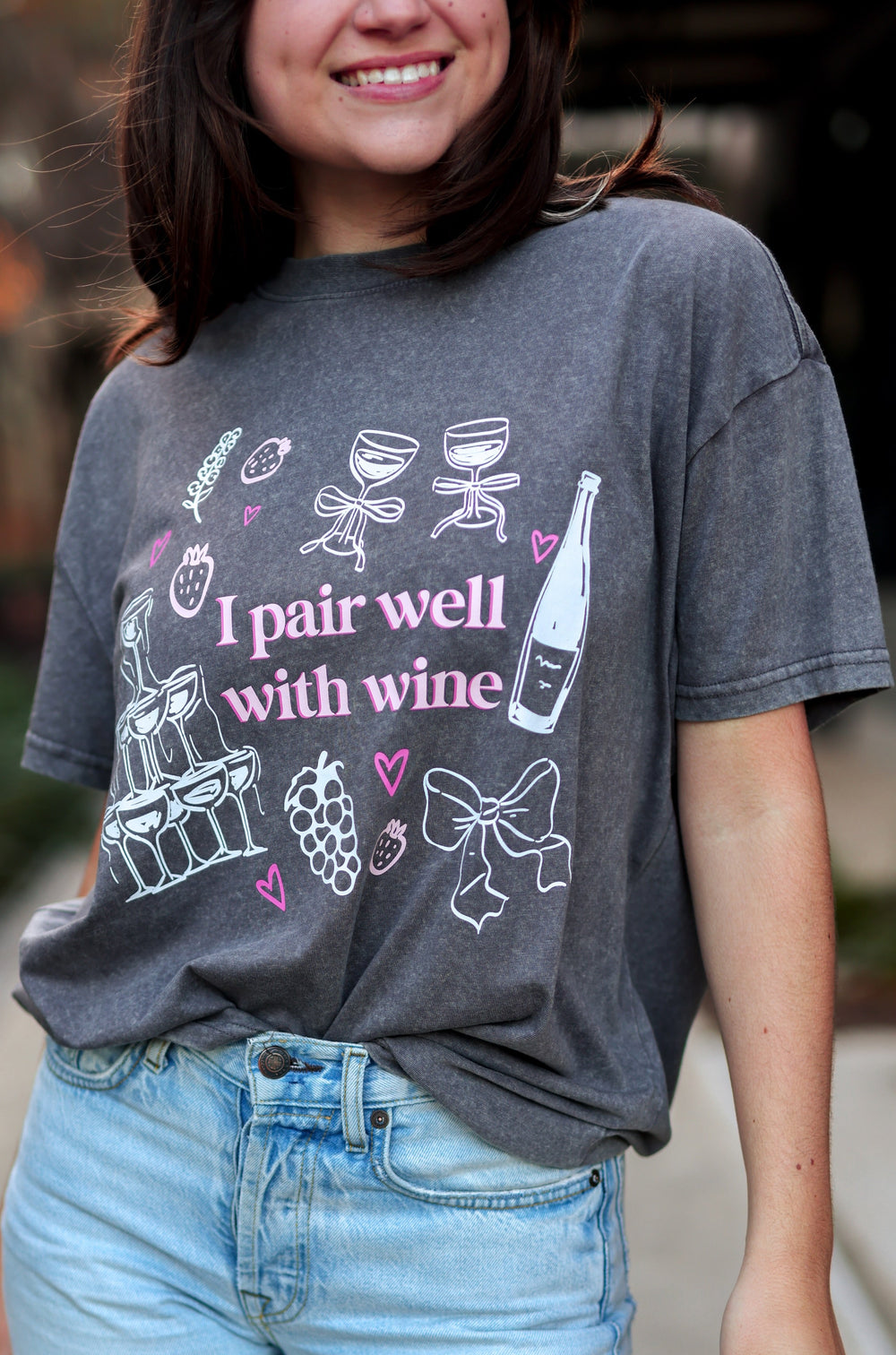 Pairs well with wine charcoal shirt