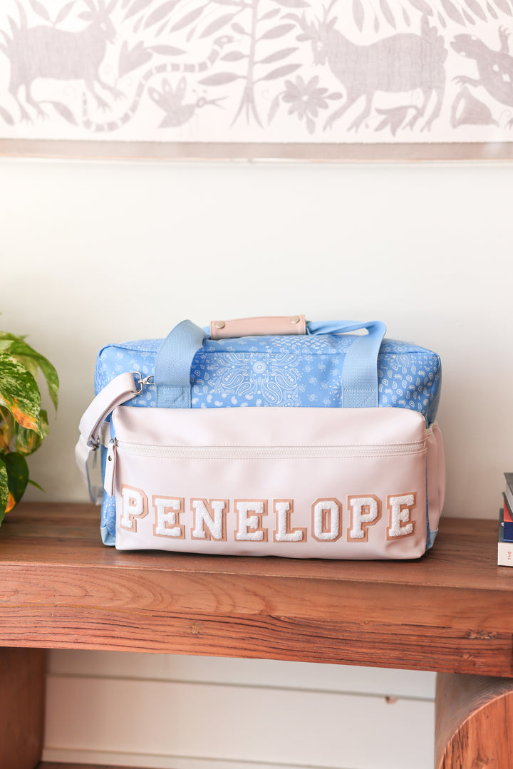 Custom Duffle Bag - Remi Paisley (Blue/Cream)