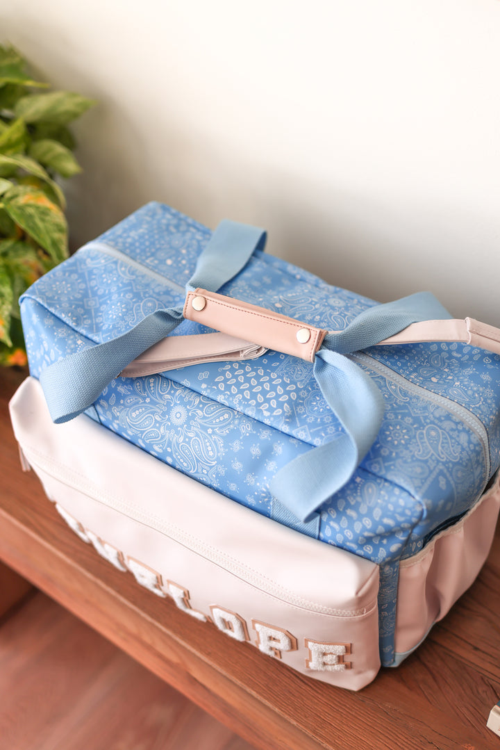 Custom Duffle Bag - Remi Paisley (Blue/Cream)