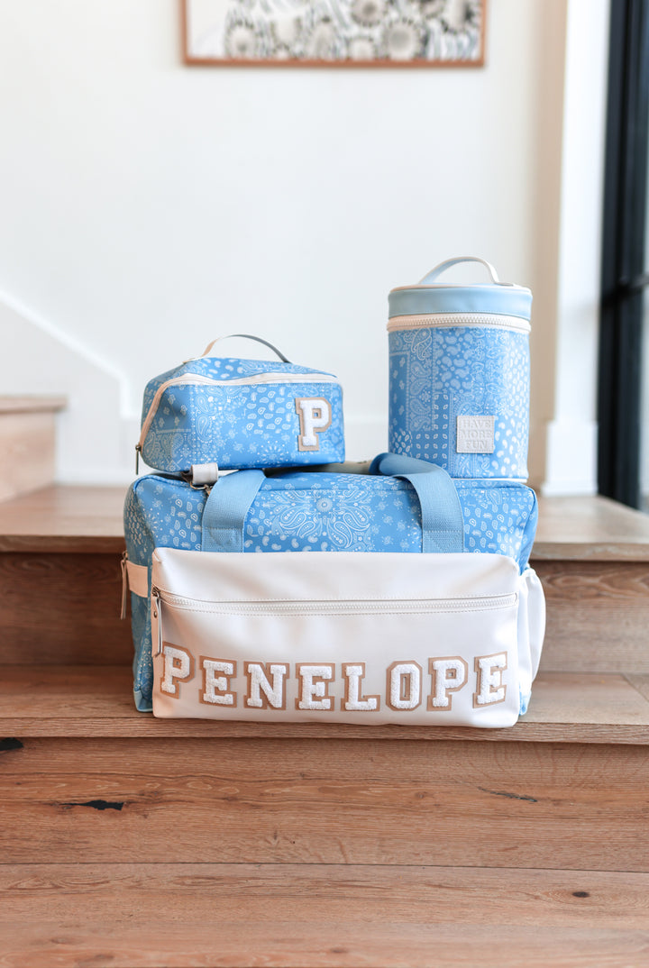 Custom Duffle Bag - Remi Paisley (Blue/Cream)