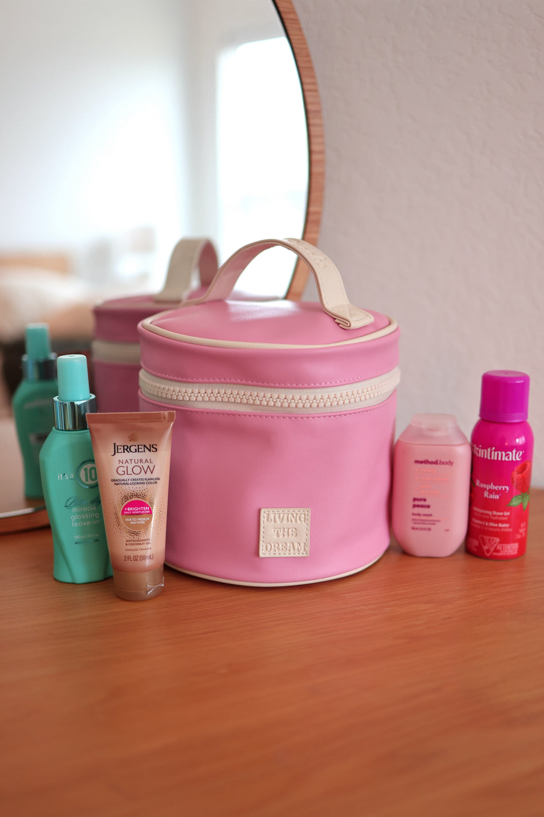 Mini Barrel Toiletry Bag - Pink