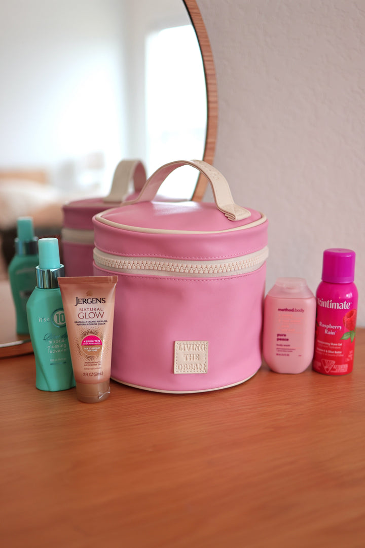 Mini Barrel Toiletry Bag - Pink