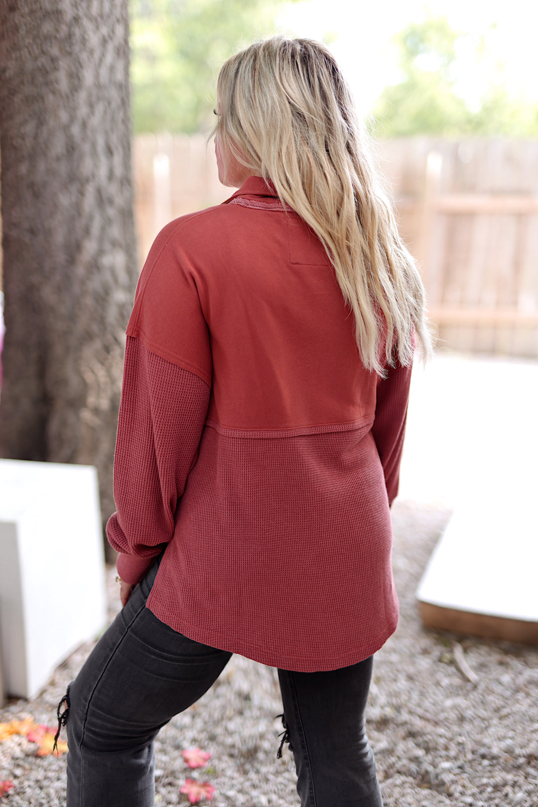 Ready Or Not Waffle Quarter Zip Pullover - (Rust)