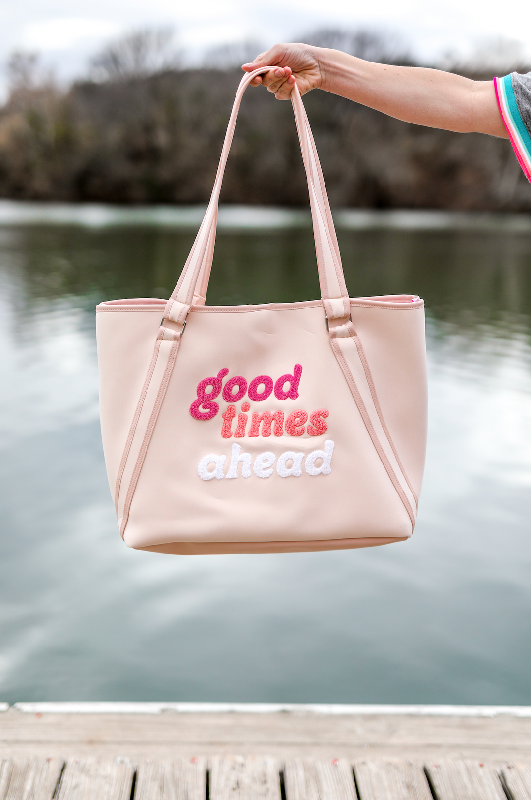 Neoprene Tote - Good Times Ahead (Light Pink)