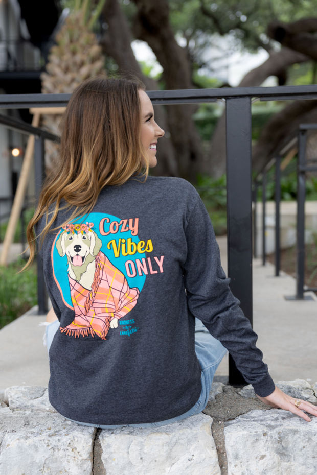 K&C - Cozy Vibes Only (Charcoal Heather) - LS Crew