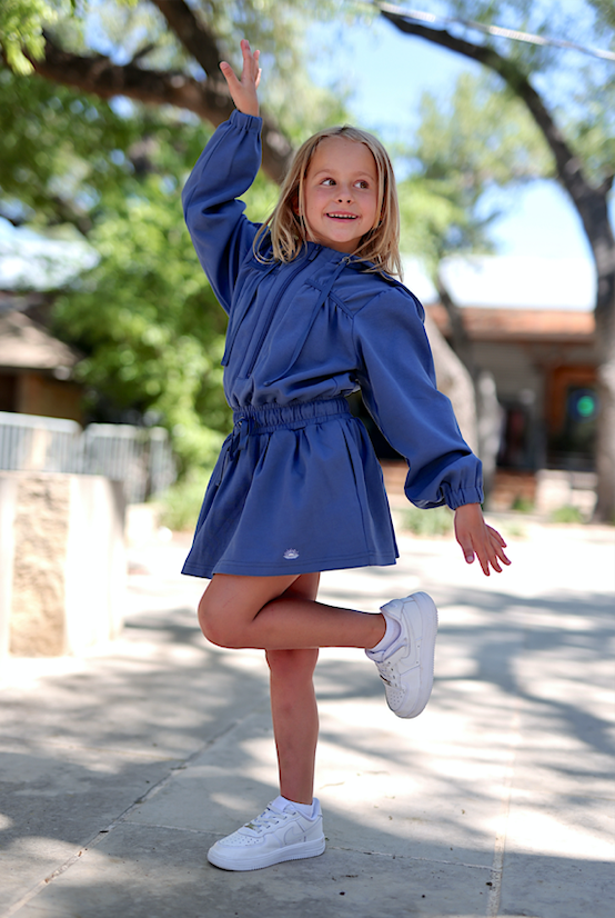 Jet Setter YOUTH Hoodie Skort Dress - (Marine Blue)