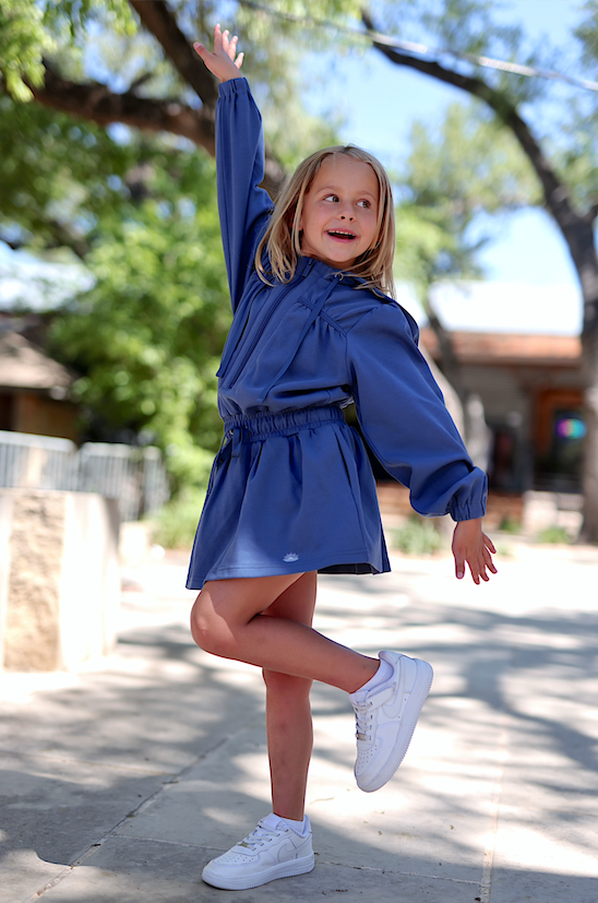 Jet Setter YOUTH Hoodie Skort Dress - (Marine Blue)