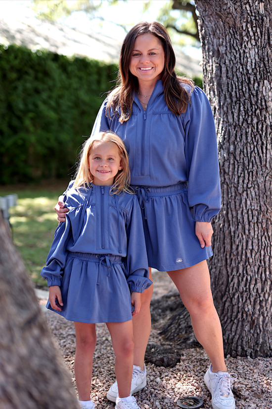 Jet Setter YOUTH Hoodie Skort Dress - (Marine Blue)