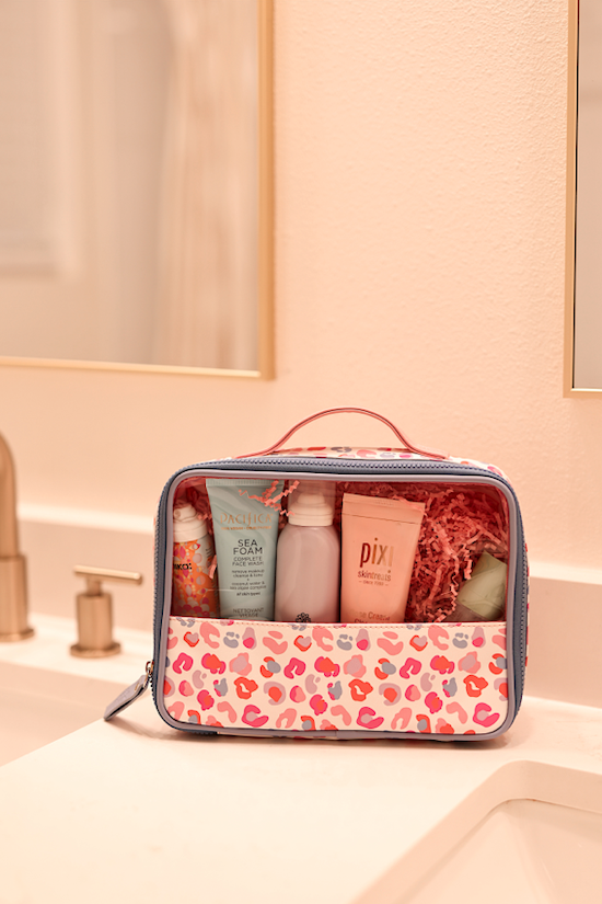 Oversized Cosmetic Bag -  Party Animal WITHOUT customization (Pink/Orange/Blue Cheetah Print)