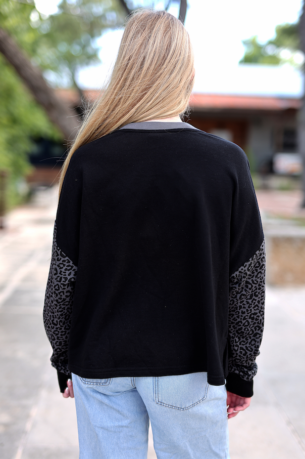 Day Off French Terry Pullover - Midnight Cheetah