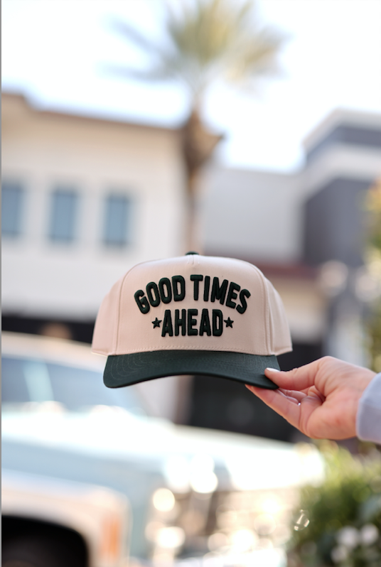 Trucker Hat - Good Times Ahead 3D Embroidery (Natural/Green)