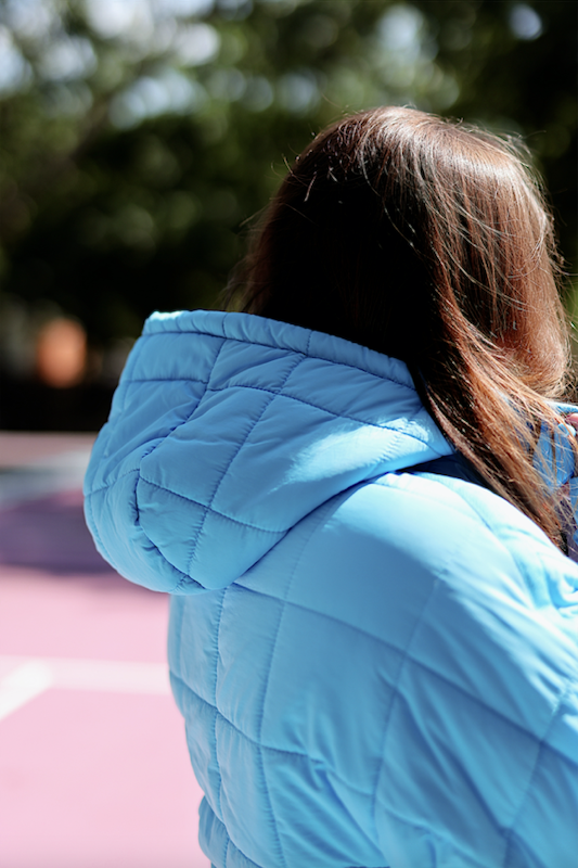 On Cloud Nine Puffer Hoodie - (Cobalt/Coral)