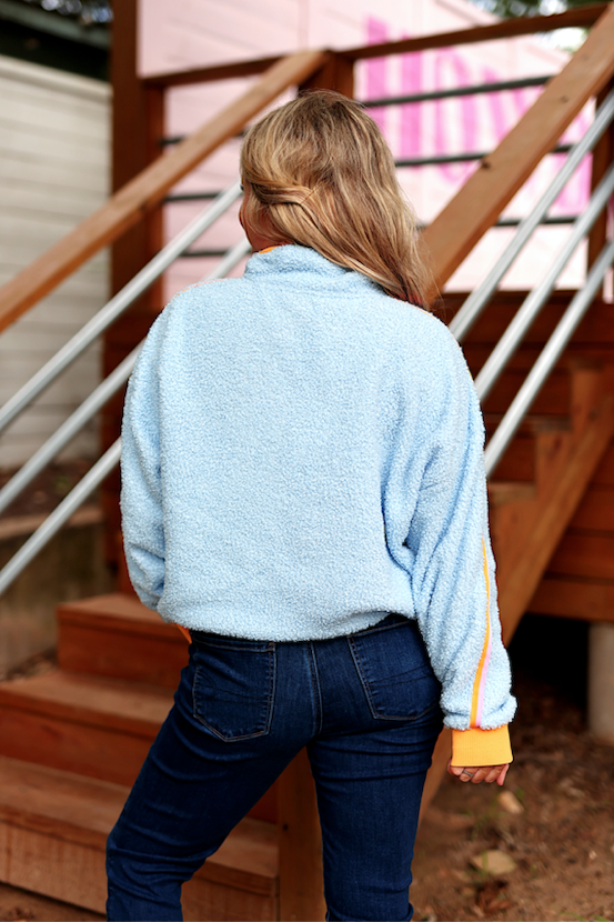 Around The Clock Teddy Quarter Zip Pullover (Seaside Blue)
