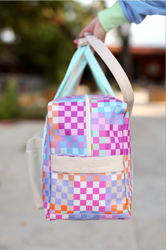 Duffle Bag - Happy Checkered *SMALL pocket* WITHOUT customization
