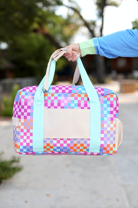 Duffle Bag - Happy Checkered *SMALL pocket* WITHOUT customization