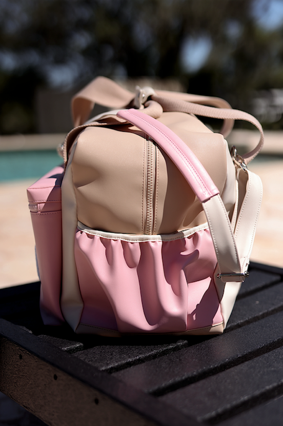 Duffle Bag - The Hampton Color Block WITHOUT customization (Blush/Latte/Cream)