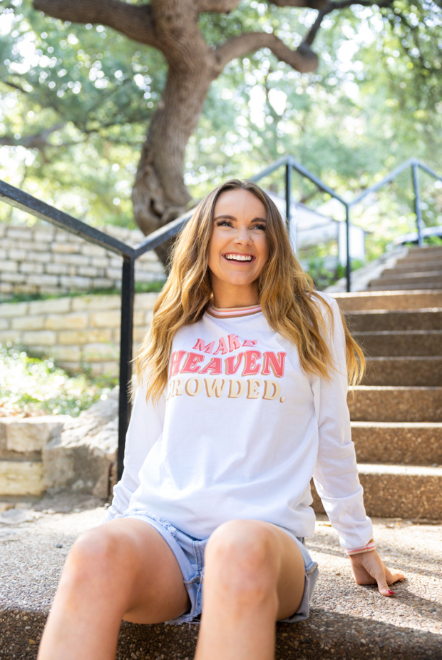 Make Heaven Crowded (White Decorative Rib) - Long Sleeve / Crew